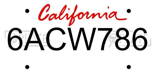 6ACW786 California License Plate