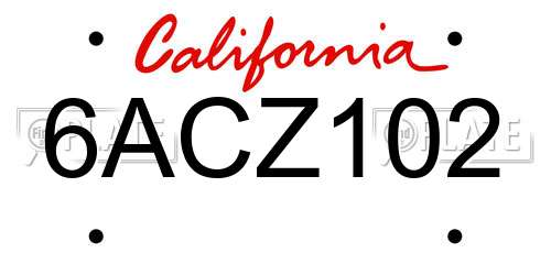 6ACZ102 California License Plate