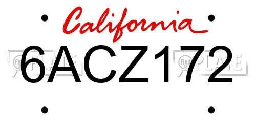 6ACZ172 California License Plate