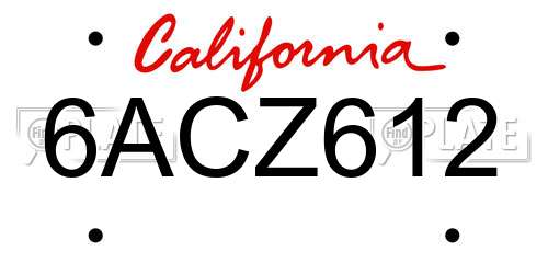 6ACZ612 California License Plate