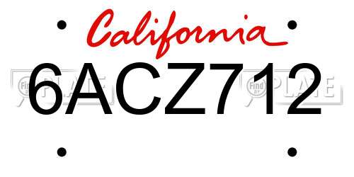 6ACZ712 California License Plate
