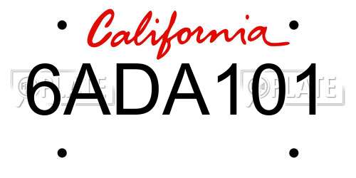 6ADA101 California License Plate