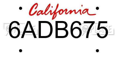 6ADB675 California License Plate