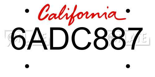 6ADC887 California License Plate