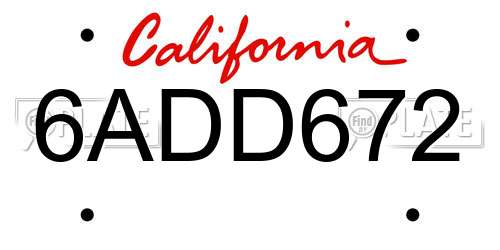 6ADD672 California License Plate