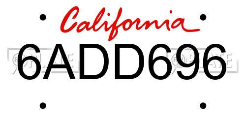 6ADD696 California License Plate