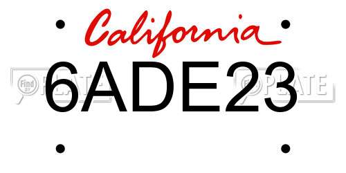 6ADE23 California License Plate