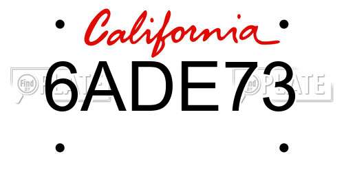 6ADE73 California License Plate