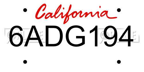 6ADG194 California License Plate