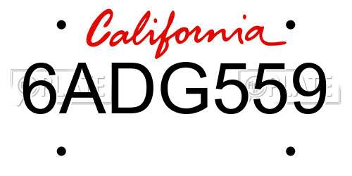 6ADG559 California License Plate