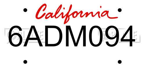 6ADM094 California License Plate