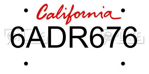 6ADR676 California License Plate