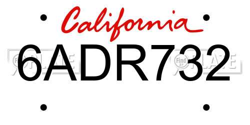 6ADR732 California License Plate