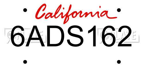 6ADS162 California License Plate