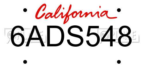 6ADS548 California License Plate
