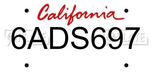 6ADS697 California License Plate