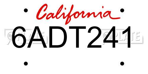 6ADT241 California License Plate