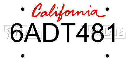 6ADT481 California License Plate