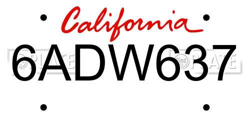 6ADW637 California License Plate