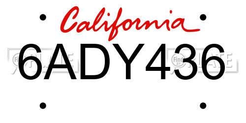 6ADY436 California License Plate