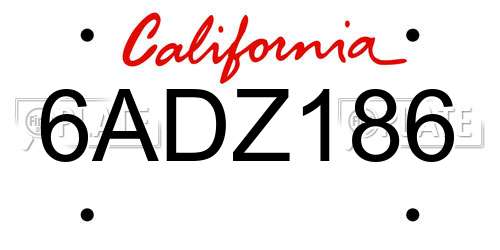 6ADZ186 California License Plate