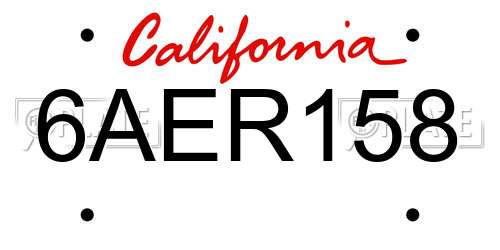 6AER158 California License Plate