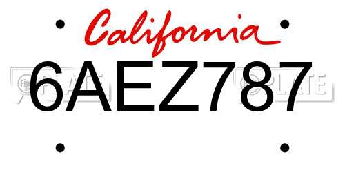 6AEZ787 California License Plate