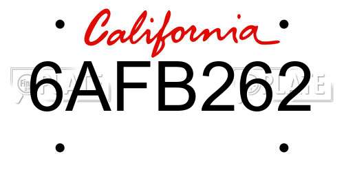 6AFB262 California License Plate