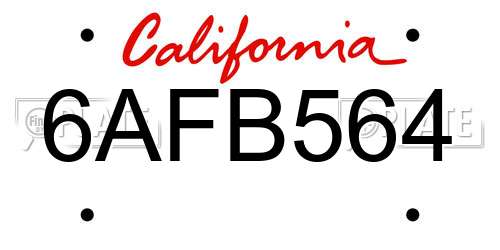 6AFB564 California License Plate
