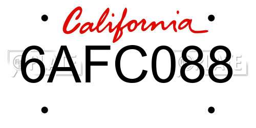 6AFC088 California License Plate
