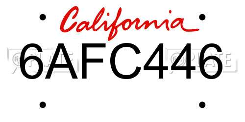 6AFC446 California License Plate
