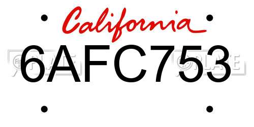 6AFC753 California License Plate