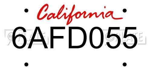 6AFD055 California License Plate