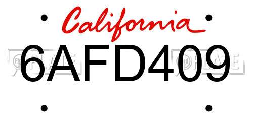 6AFD409 California License Plate