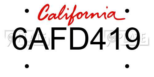 6AFD419 California License Plate
