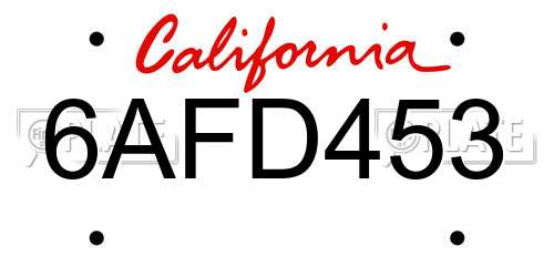 6AFD453 California License Plate