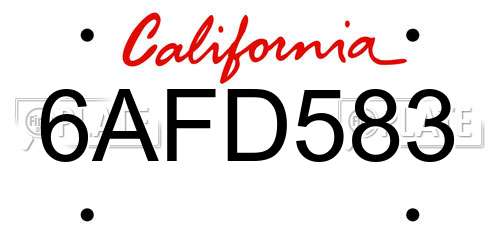 6AFD583 California License Plate