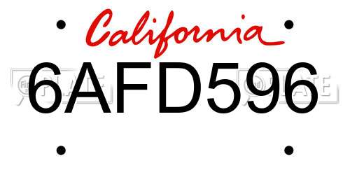 6AFD596 California License Plate
