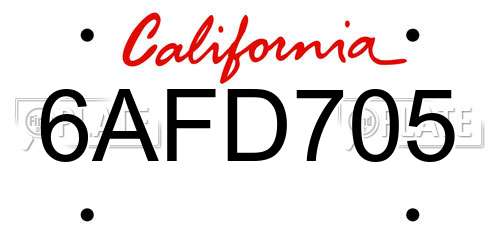 6AFD705 California License Plate