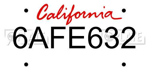 6AFE632 California License Plate
