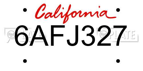 6AFJ327 California License Plate