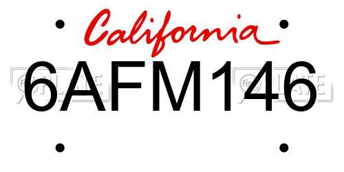 6AFM146 California License Plate