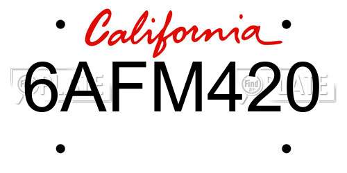 6AFM420 California License Plate