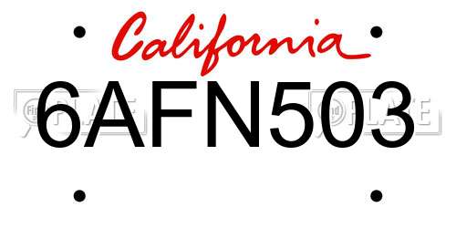 6AFN503 California License Plate