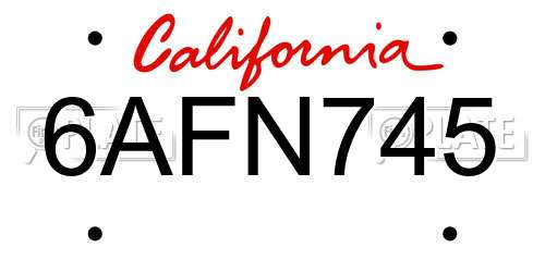 6AFN745 California License Plate