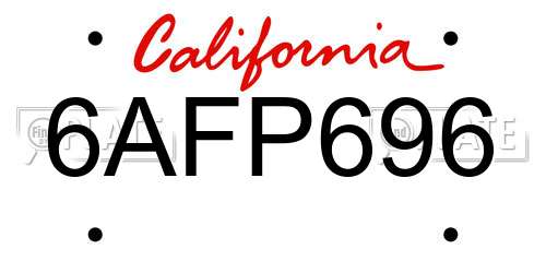 6AFP696 California License Plate