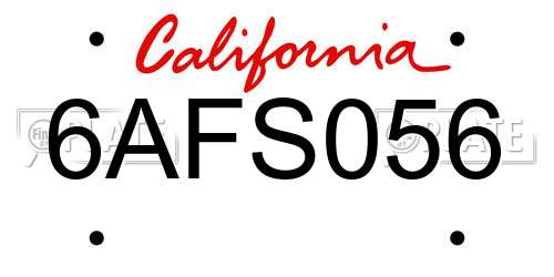 6AFS056 California License Plate