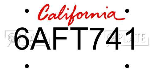 6AFT741 California License Plate