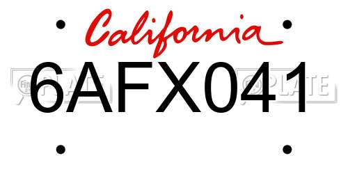 6AFX041 California License Plate