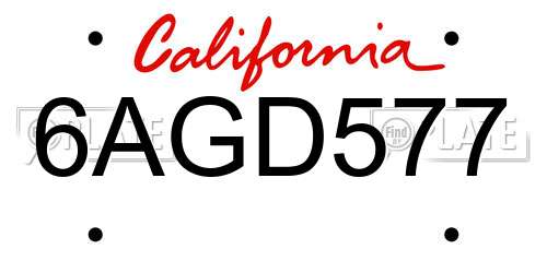 6AGD577 California License Plate